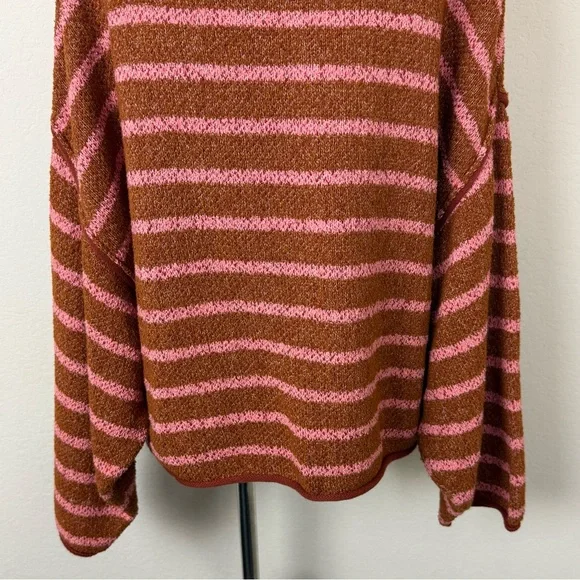 Free People Women's Sweater Bardot Terry Cotton
Blend Striped Orange Pink Small - Picture 12 of 15
